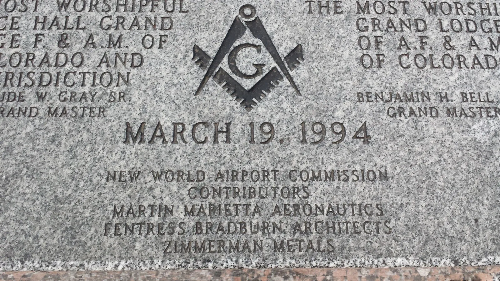 Closeup of the dedication capstone