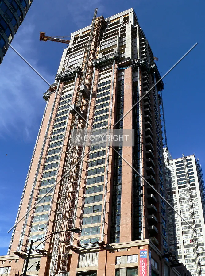 View up the structure from the corner of Michigan Avenue and Roosevelt Road