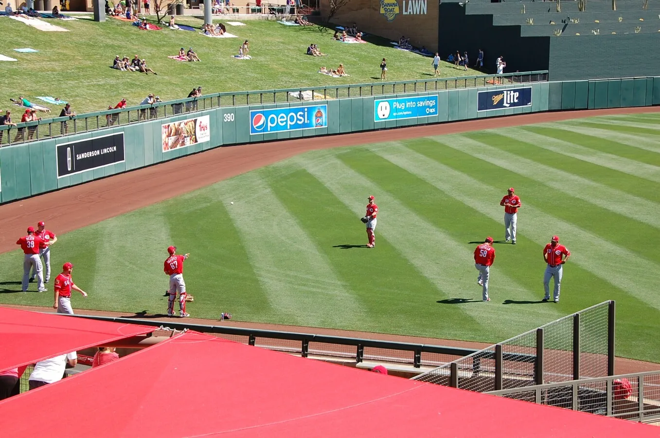 Baseball players warming up