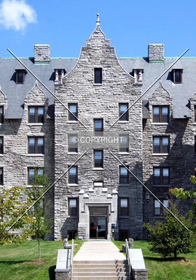 View from the west toward the main entrance