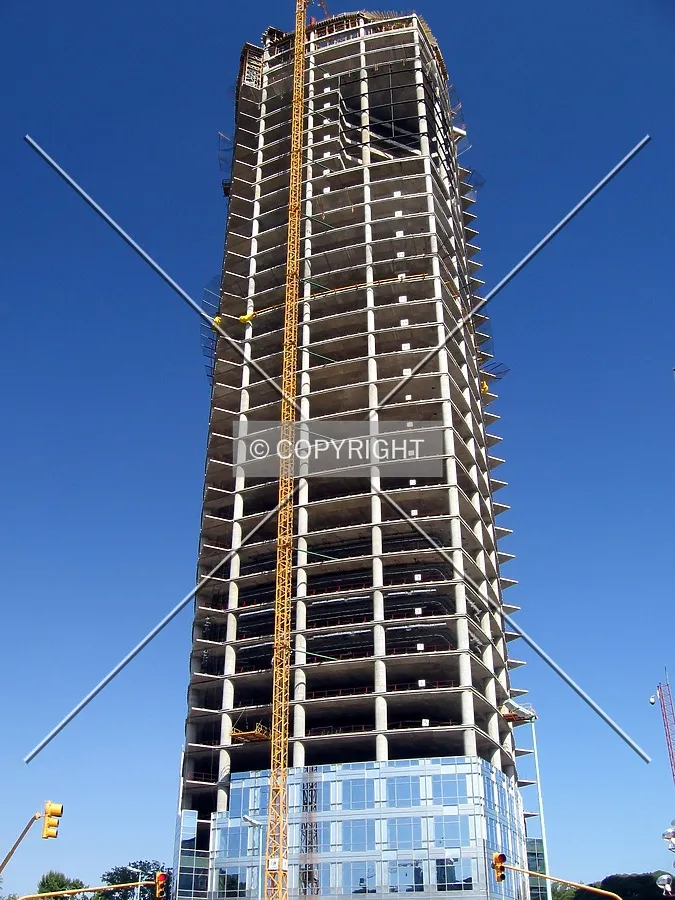 Northwest facade, first floors with curtain wall