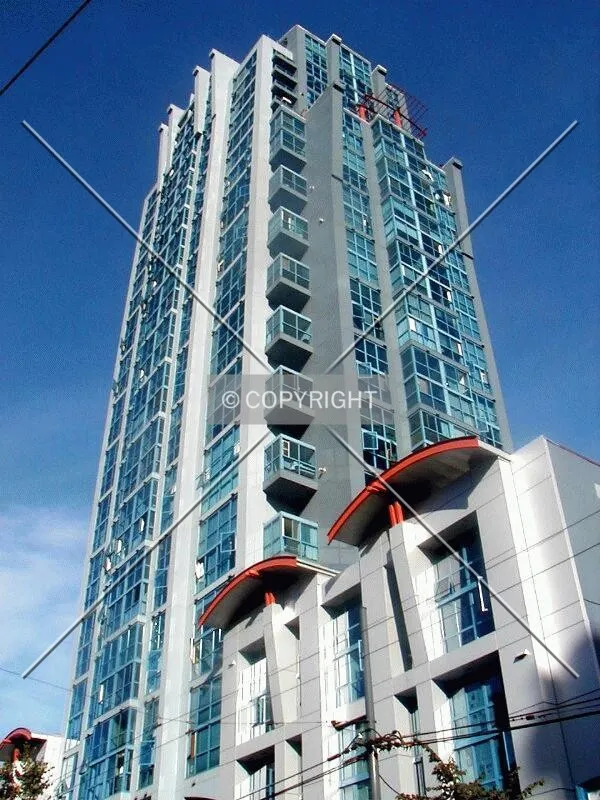 Looking up at building from across Seymour Street