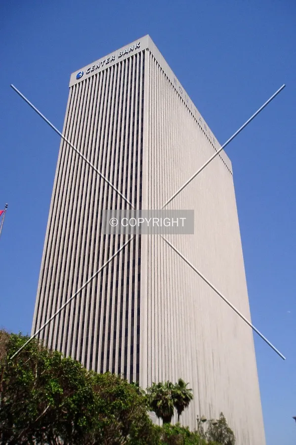 Looking up from the southwest on Wilshire Boulevard