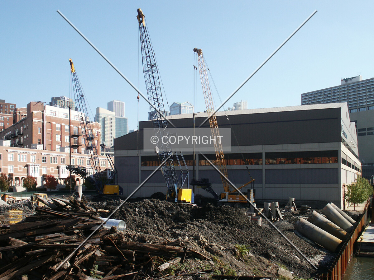 Caisson drilling seen from the northwest