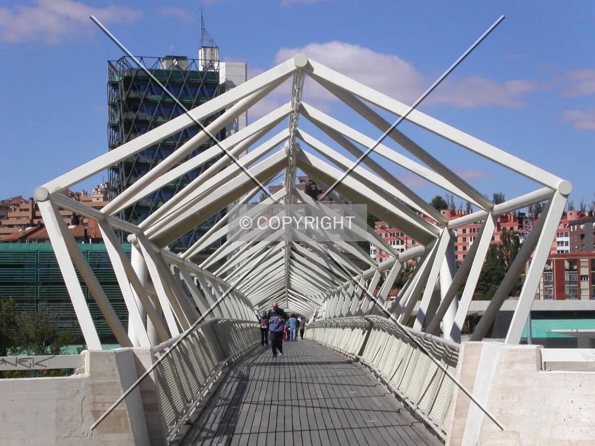Looking toward the museum through the bridge that links it with the other side