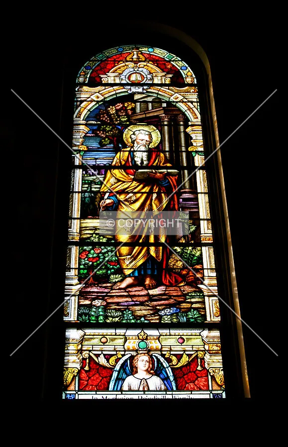 Stained glass window from inside