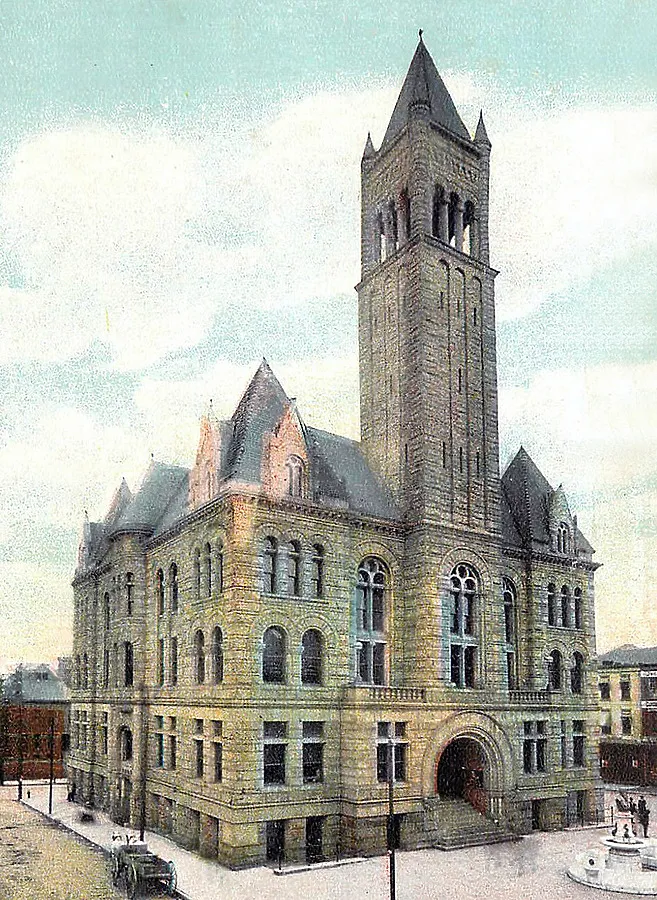 Vintage view from the north showing original construction