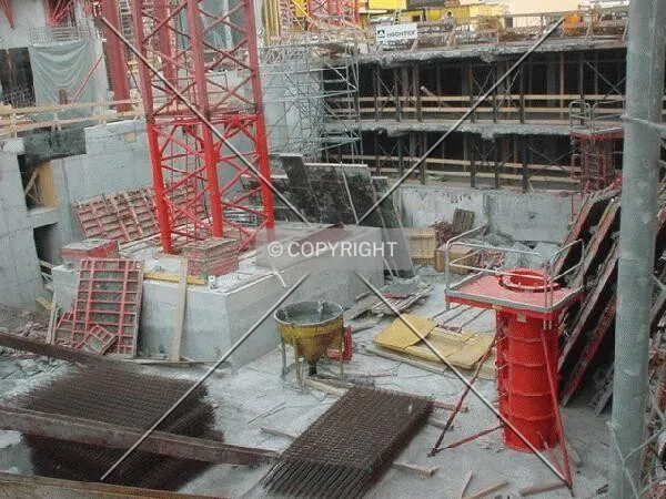 Excavation with base of crane