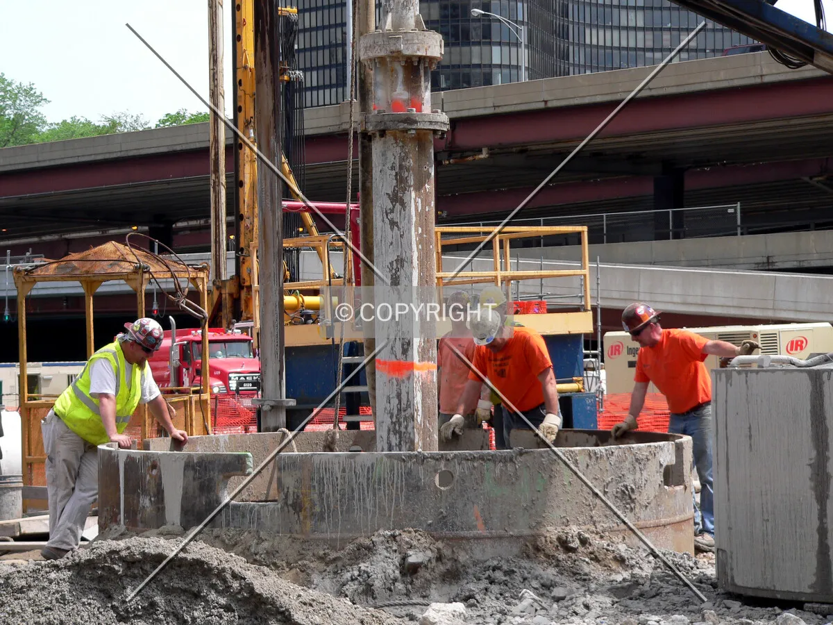 Working on a rock caisson