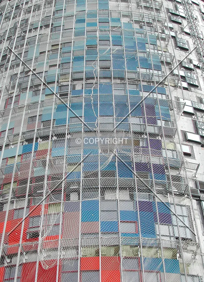 Looking up the dotted colour facade