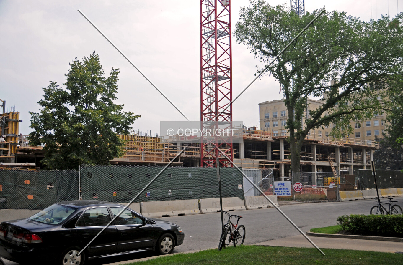 Looking southeast across Hinman Avenue