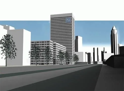 Model view of IBC to be constructed on the opposite street side of Messe Frankfurt