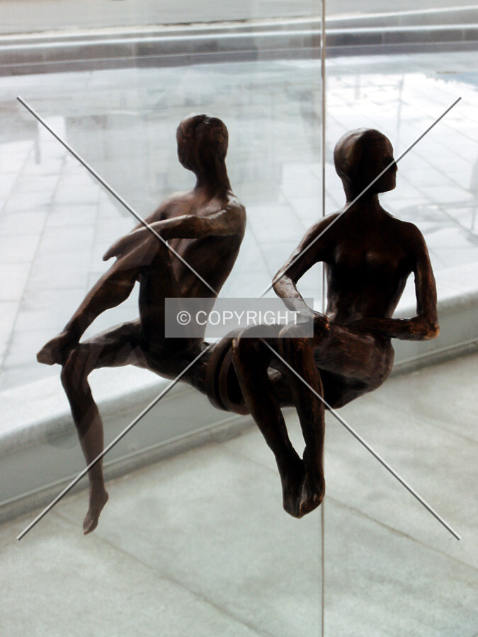 Female door handles between the lobby and vestibule