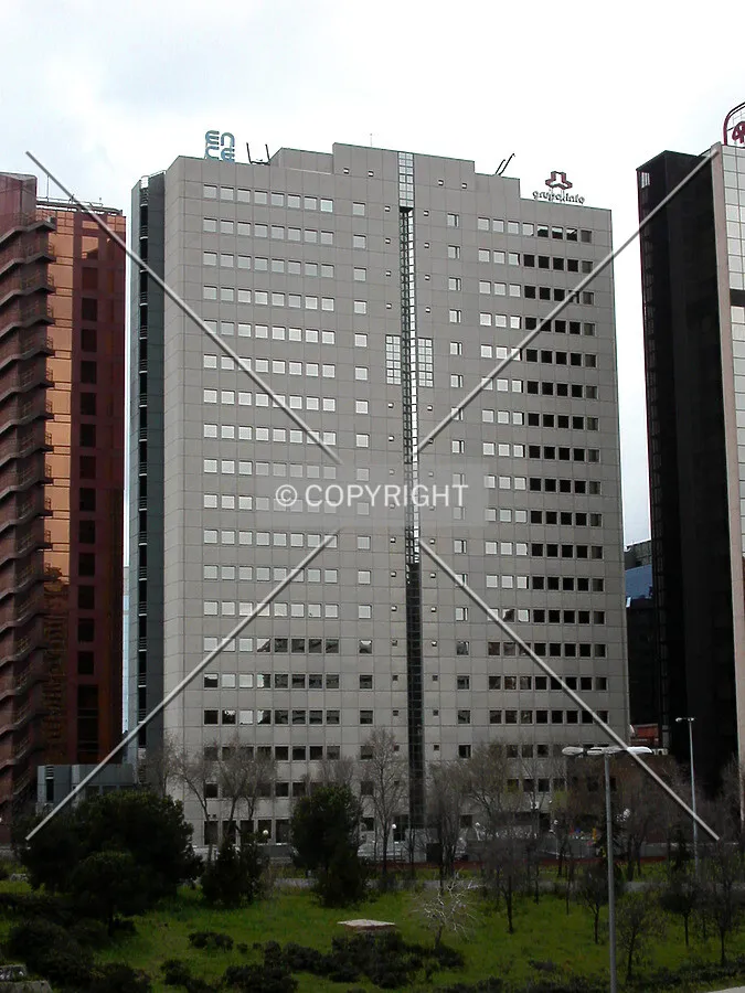 The building seen from across the highway M-30