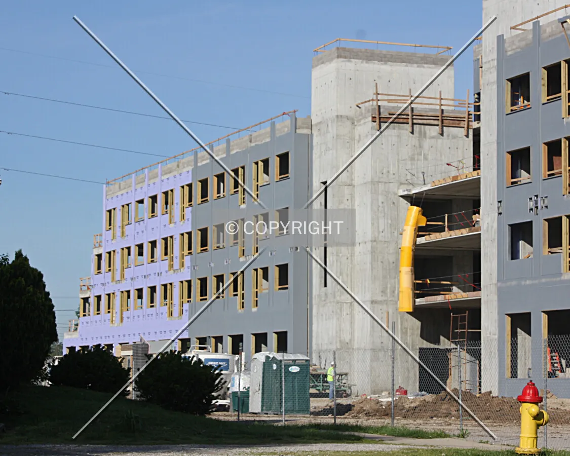 View from the southeast during construction