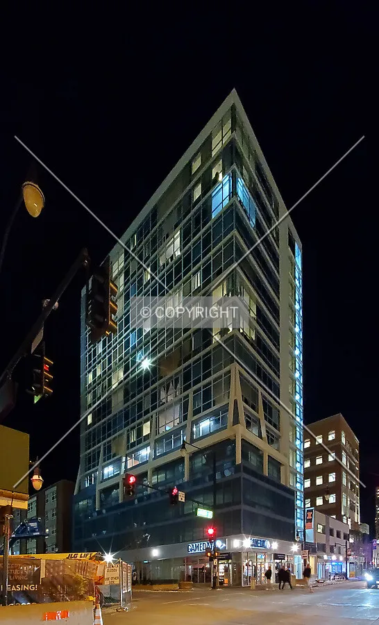 Northeast view at night; February 28, 2020