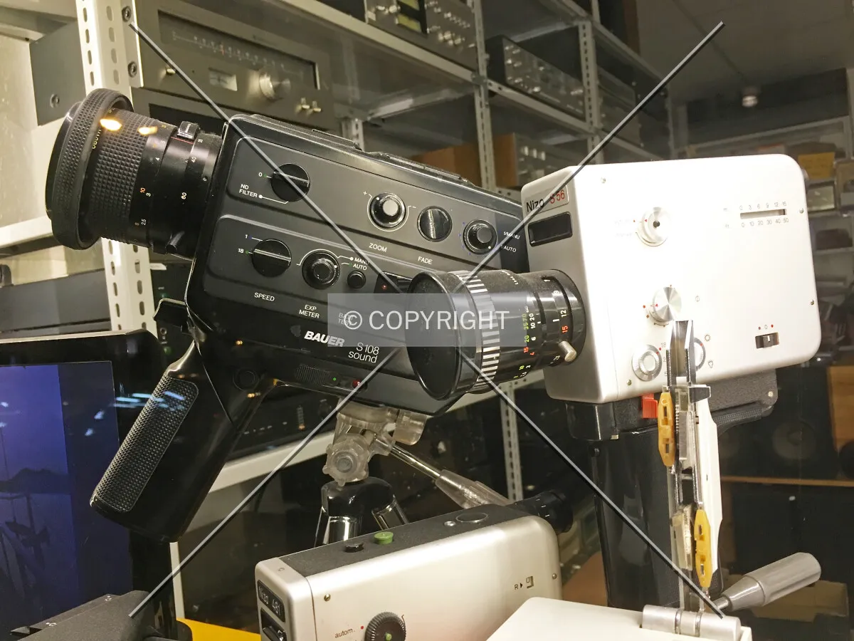 Old video cameras in a shop