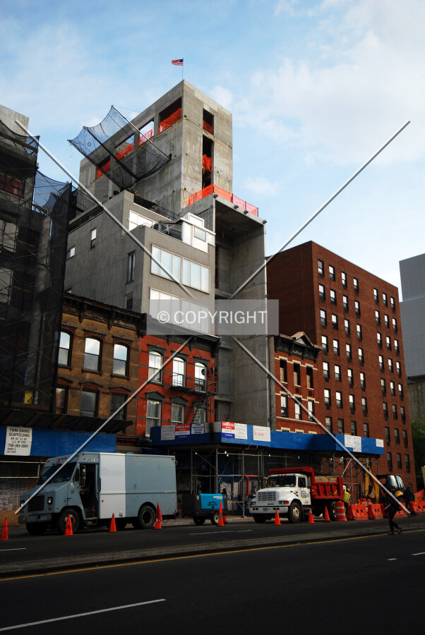 Viewed along Bowery