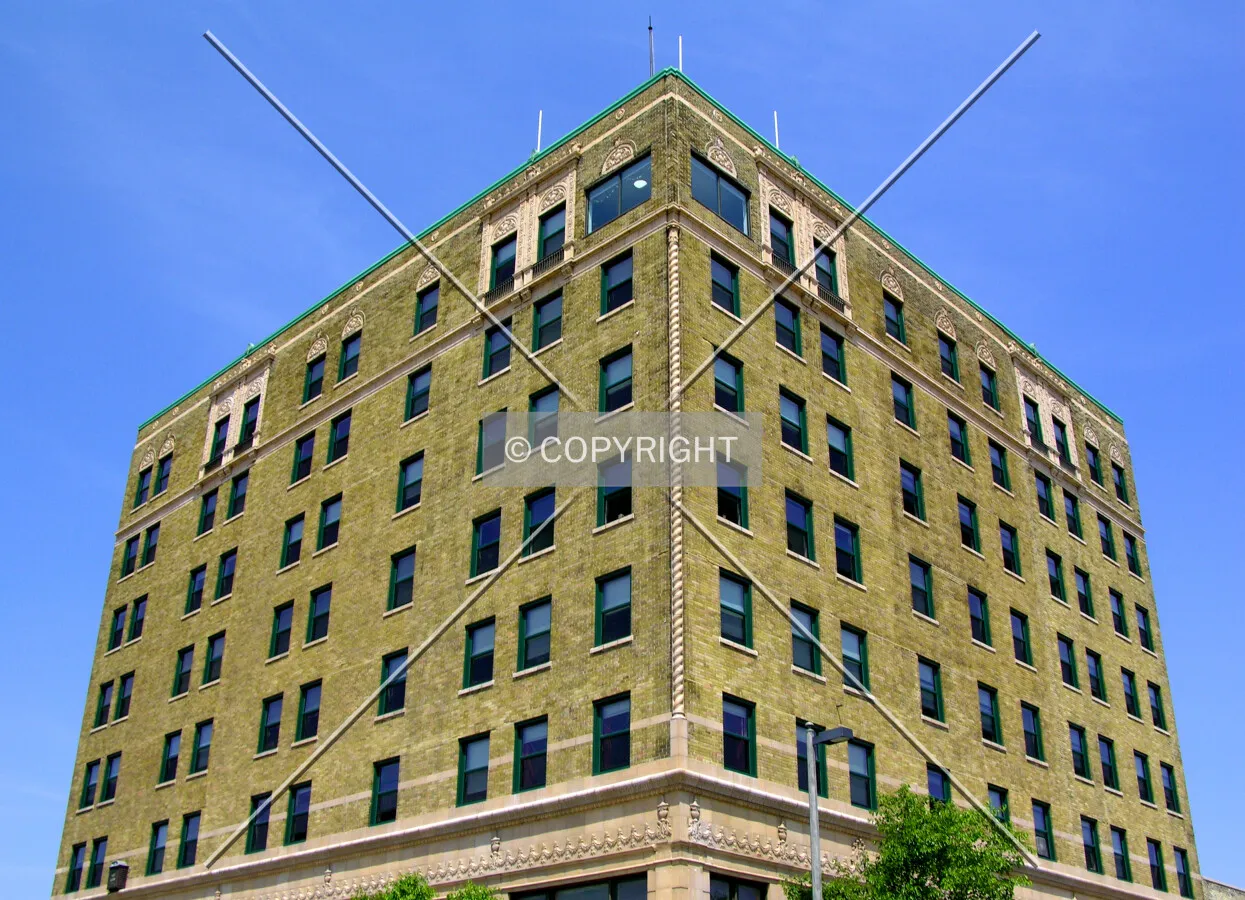 Looking up the southeast corner