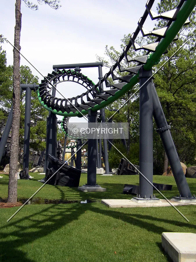 From the west, the ride culiminates with a series of corkscrews