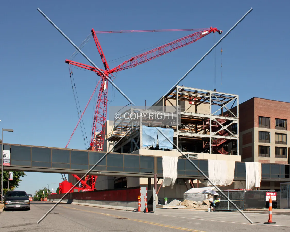 View from the southeast during construction