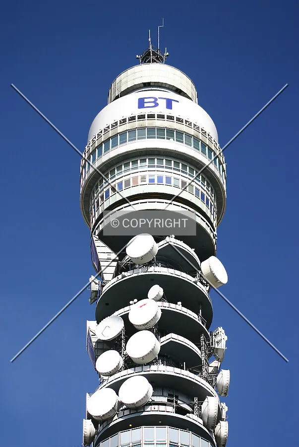 Looking up at the telecommunications array and former public viewing areas