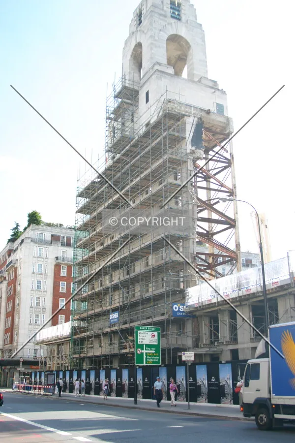 Shoring work on the retained façade from Baker Street