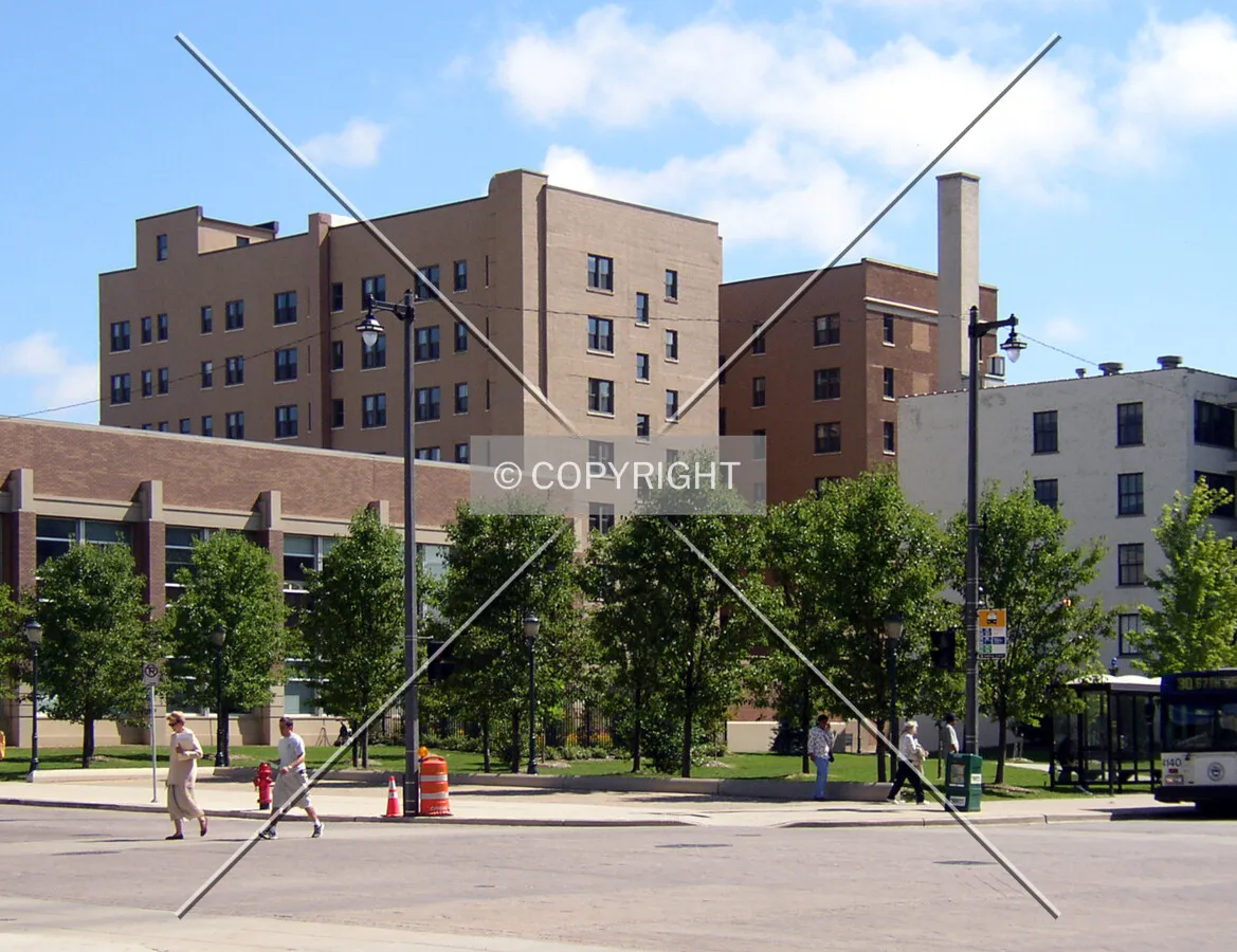 From the southwest across West Wisconsin Avenue