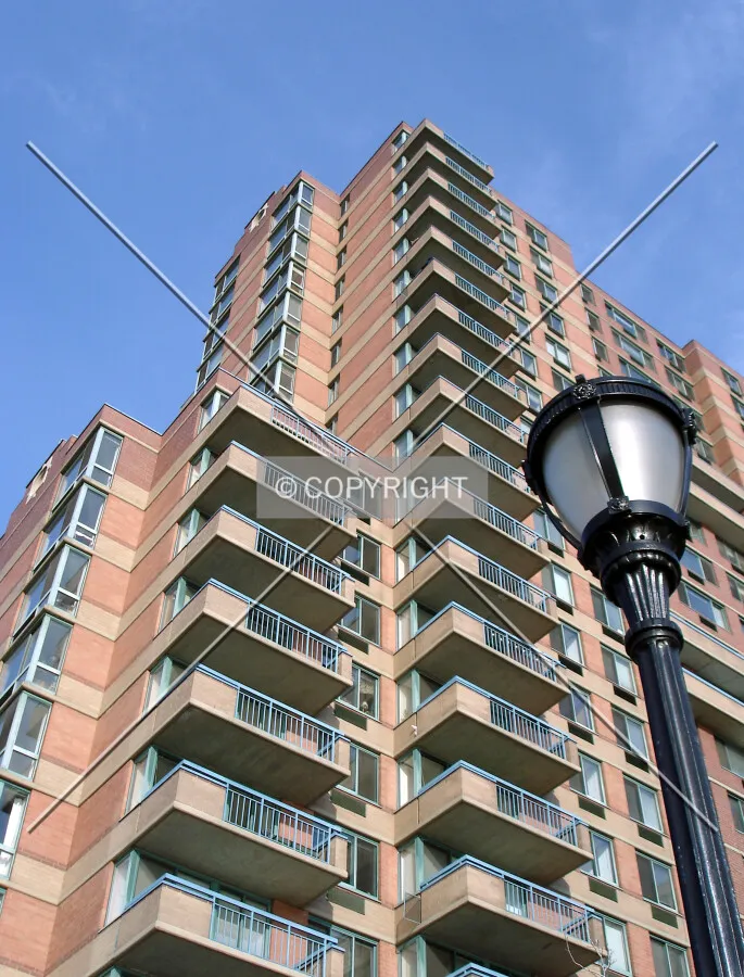 Looking up the southwest corner