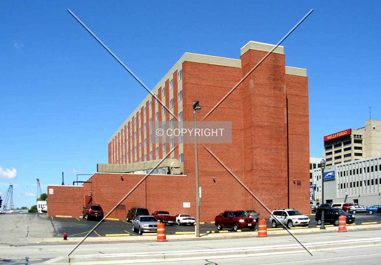 From the southeast across North 6th Street