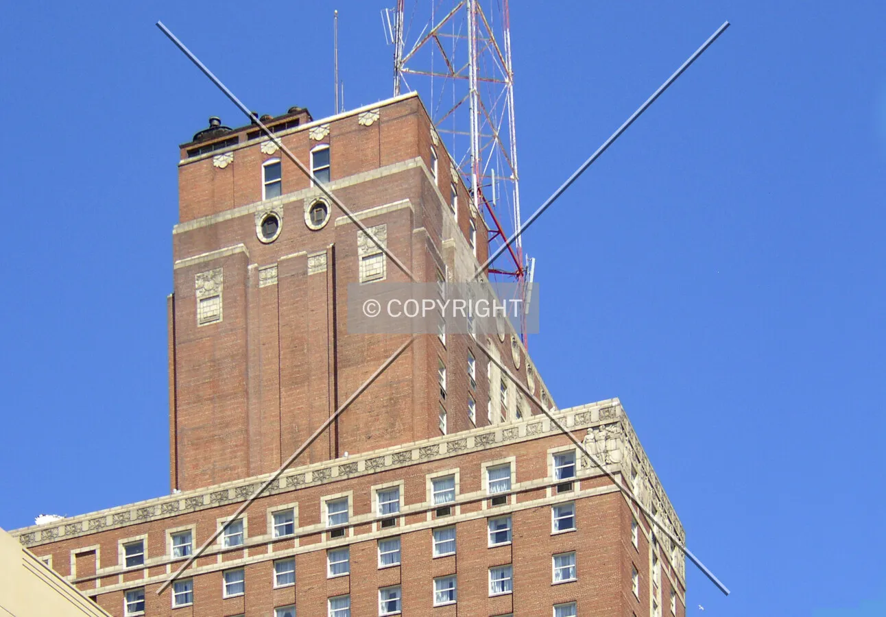 Top from across North 5th Street to the southeast