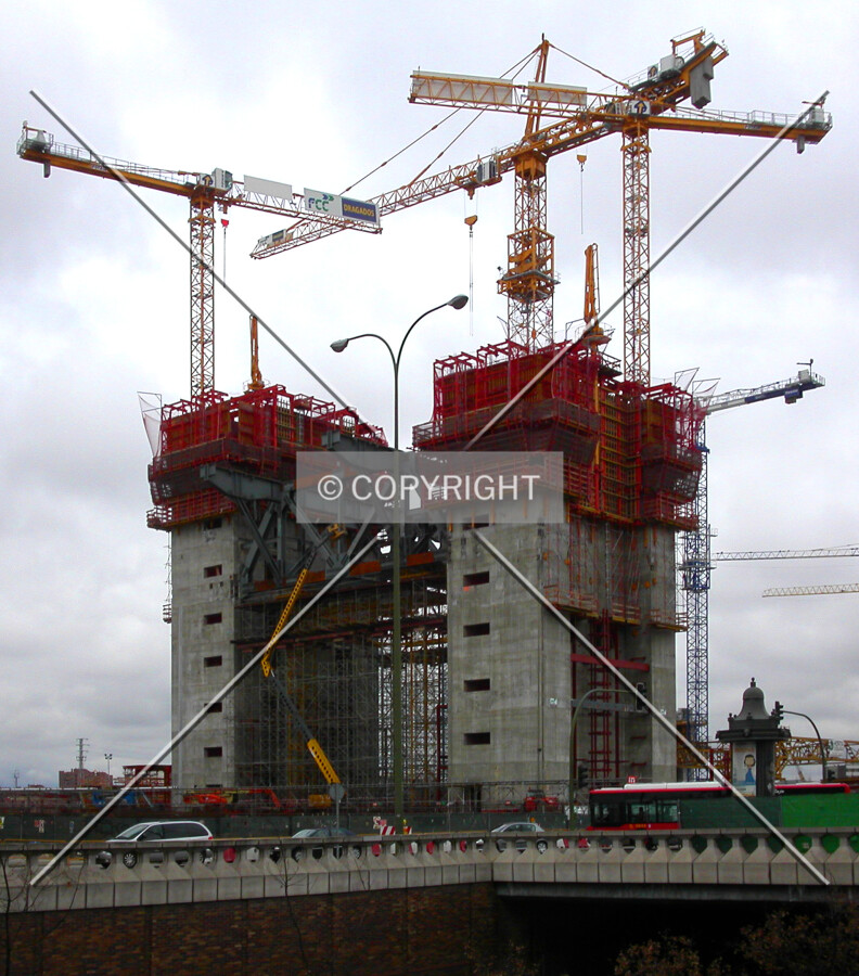 As seen from across Paseo de la Castellana