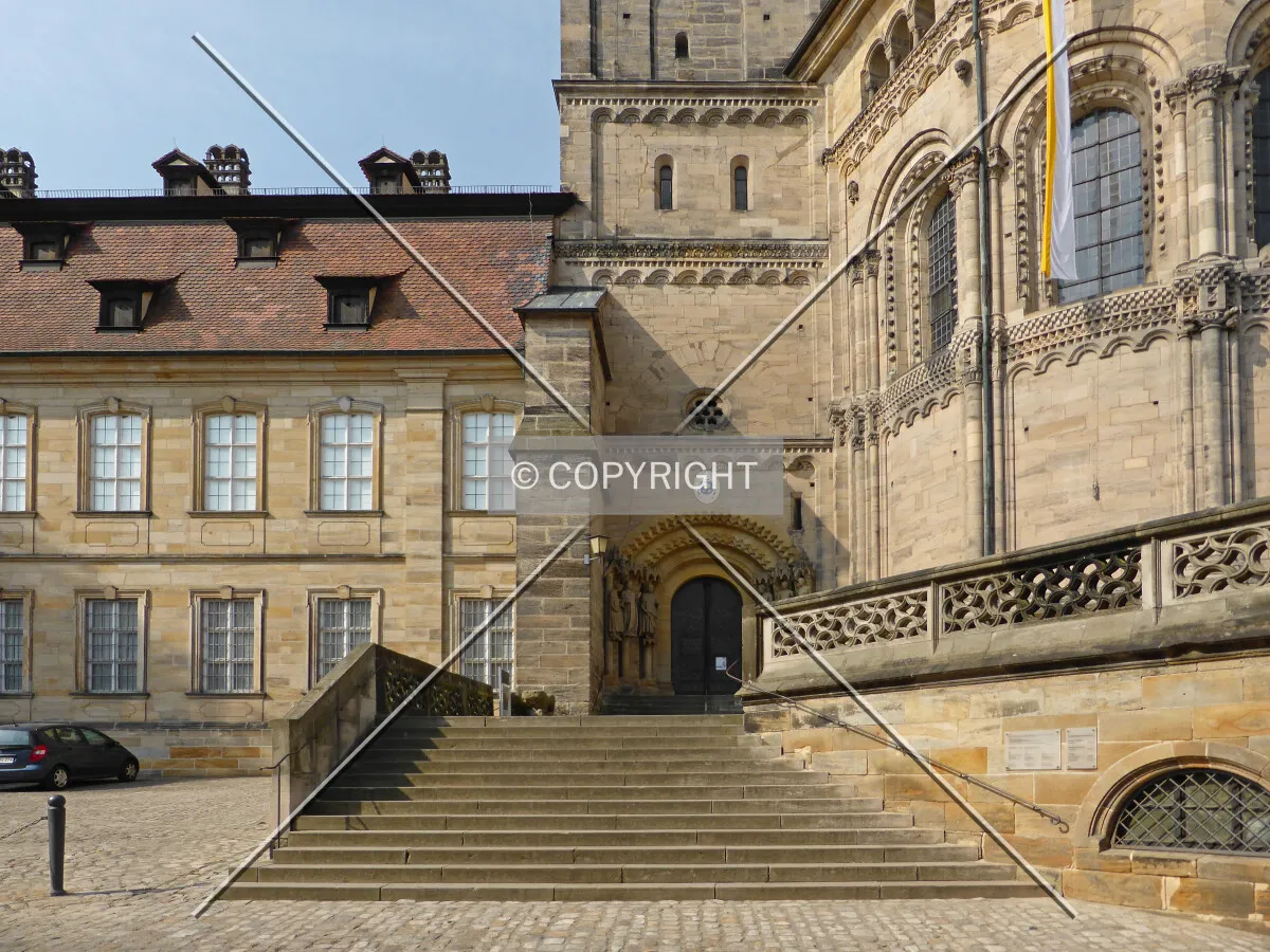 Stairs in front of side entrance
