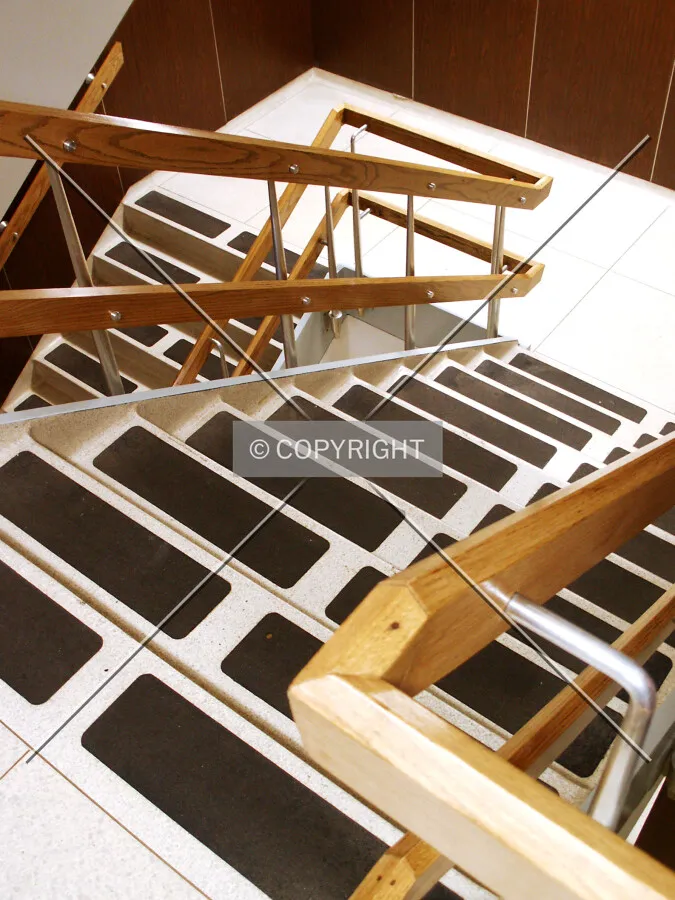 Looking down the stairway from the 2nd floor