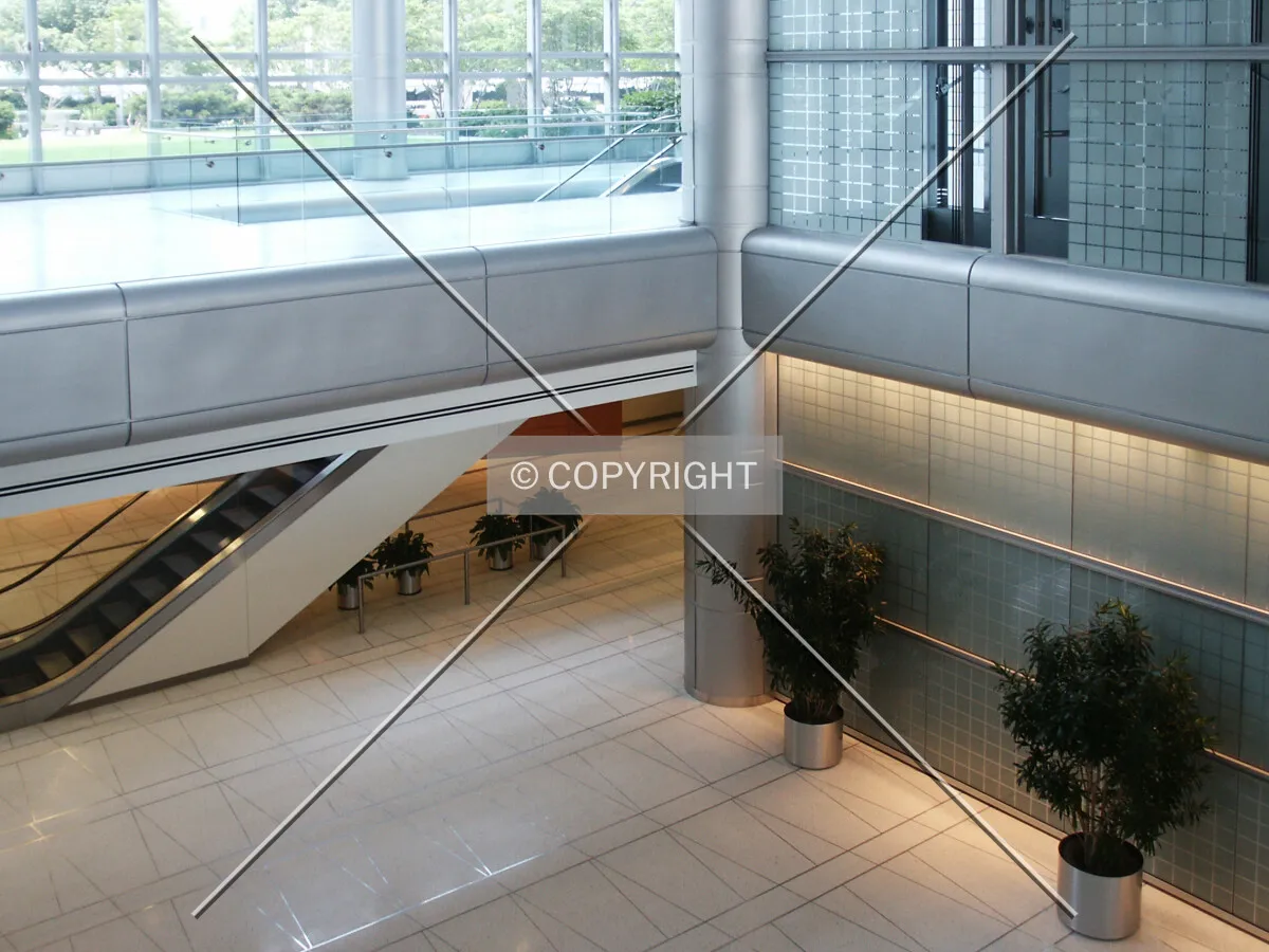 Opening in the lobby floor under the east atrium