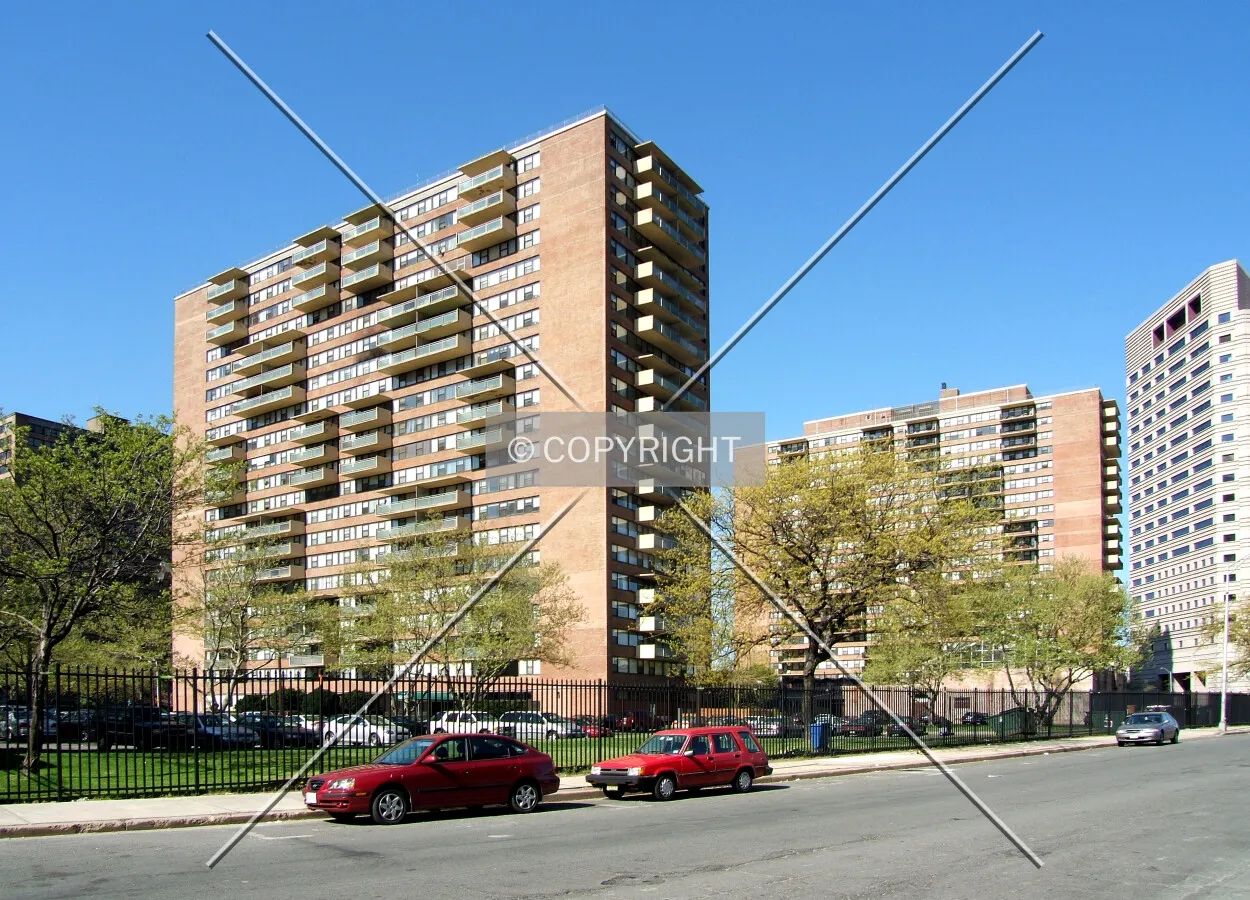 View from the east across Christopher Columbus Drive