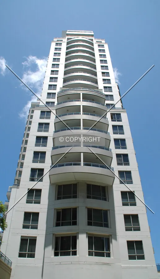 Looking up the northeast facade