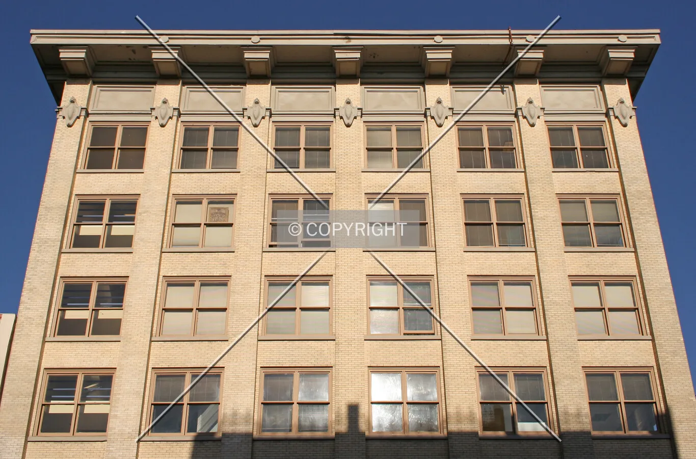 Looking up the eastern facade
