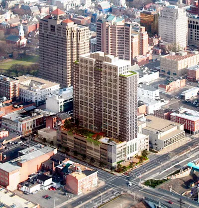 Rendered view from the southeast