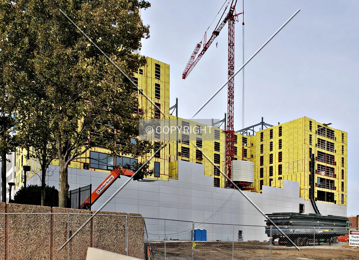 Southwest view during construction; October 13, 2018