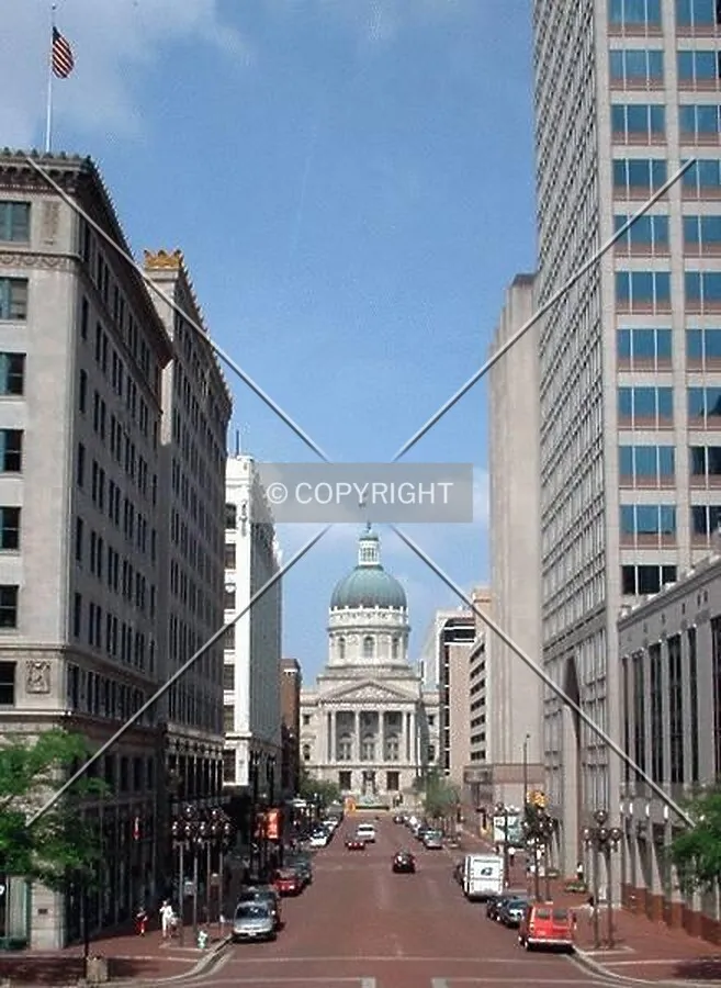 View to the west along Market Street, from Monument Circle