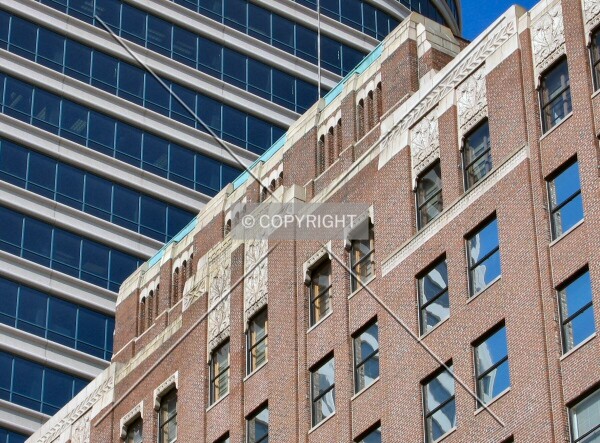 Top floor detail along 2nd Avenue South, Fifth Street Towers rising behind