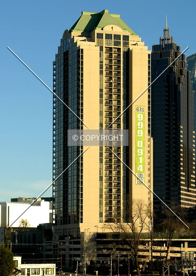 Distant view from 17th Street to the northwest at sunset