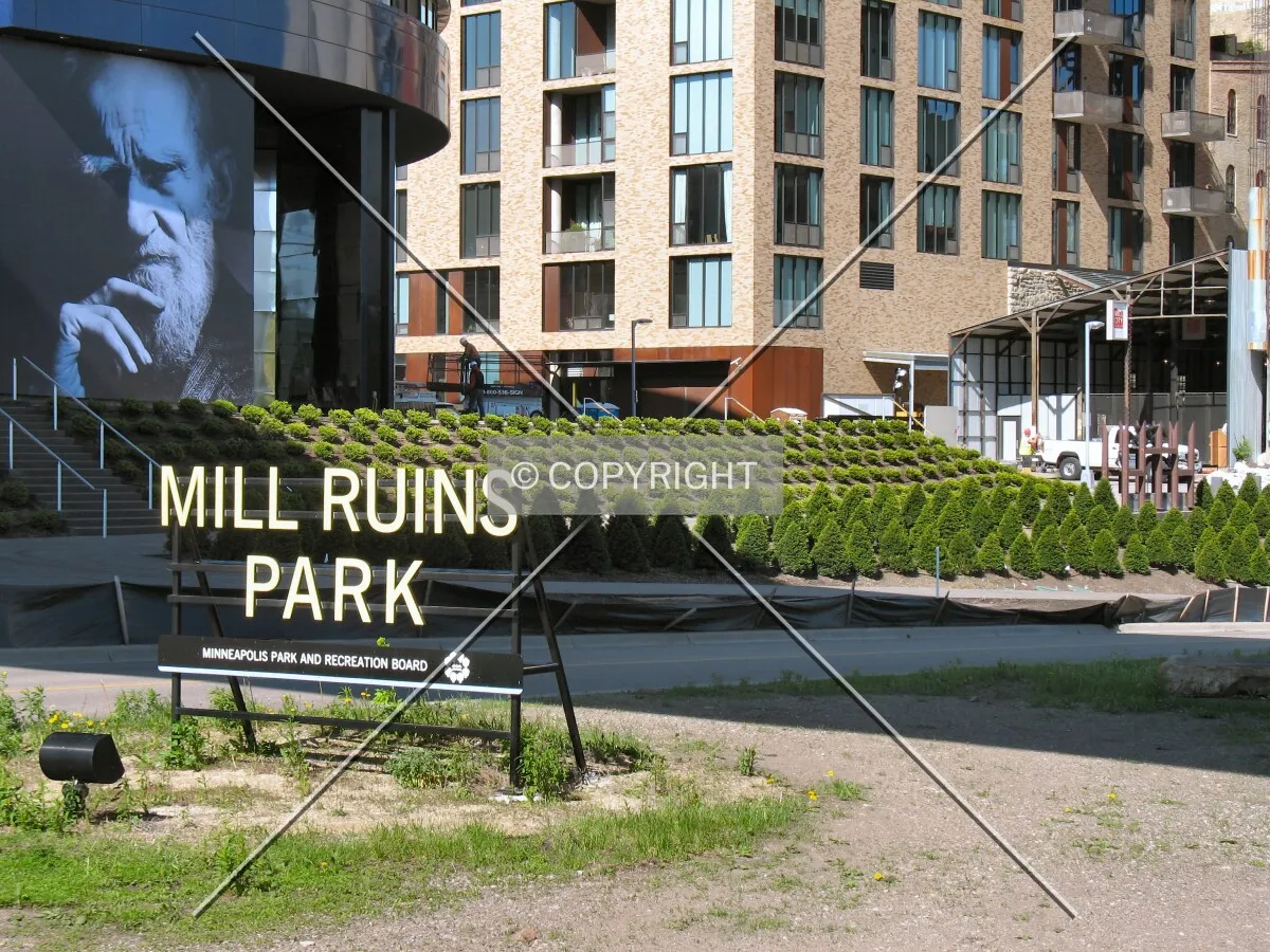 New landscaping faces West River Parkway and Mill Ruins Park