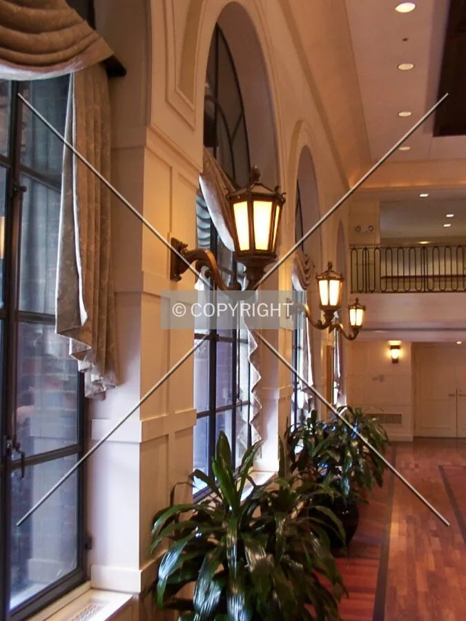 Windows on the south side of the lobby