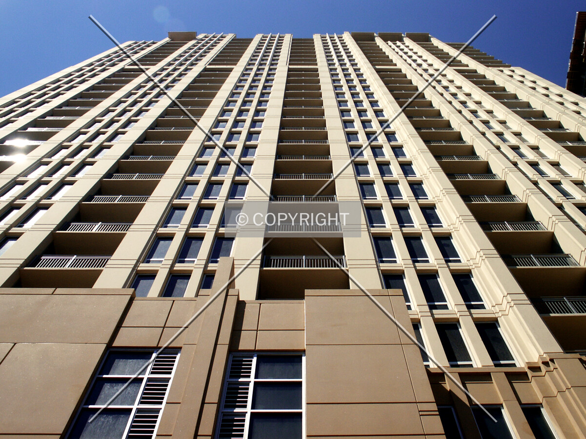 Looking up the south facade