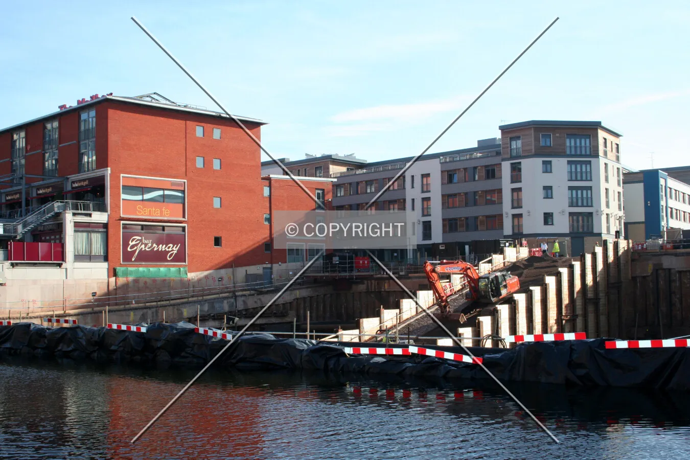Looking across the canal to the site