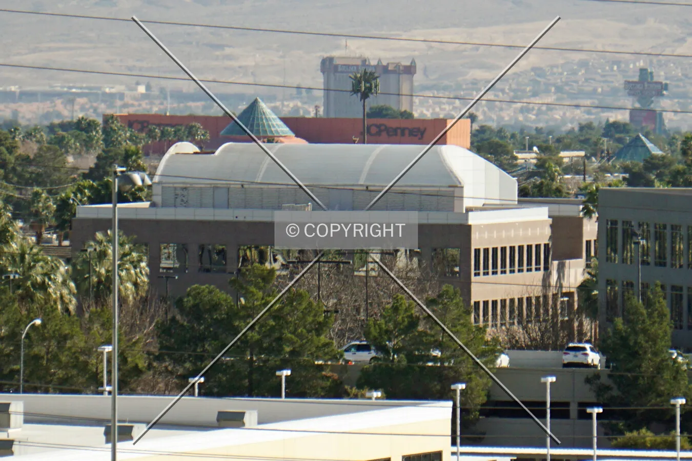Distant view from the west; February 15, 2017