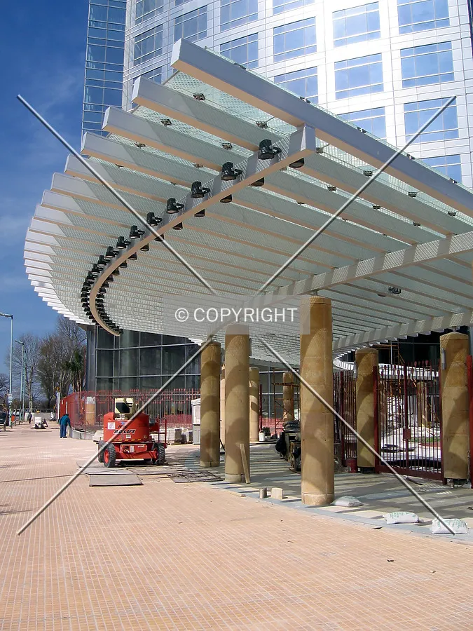 Pergola almost finished on the sidewalk