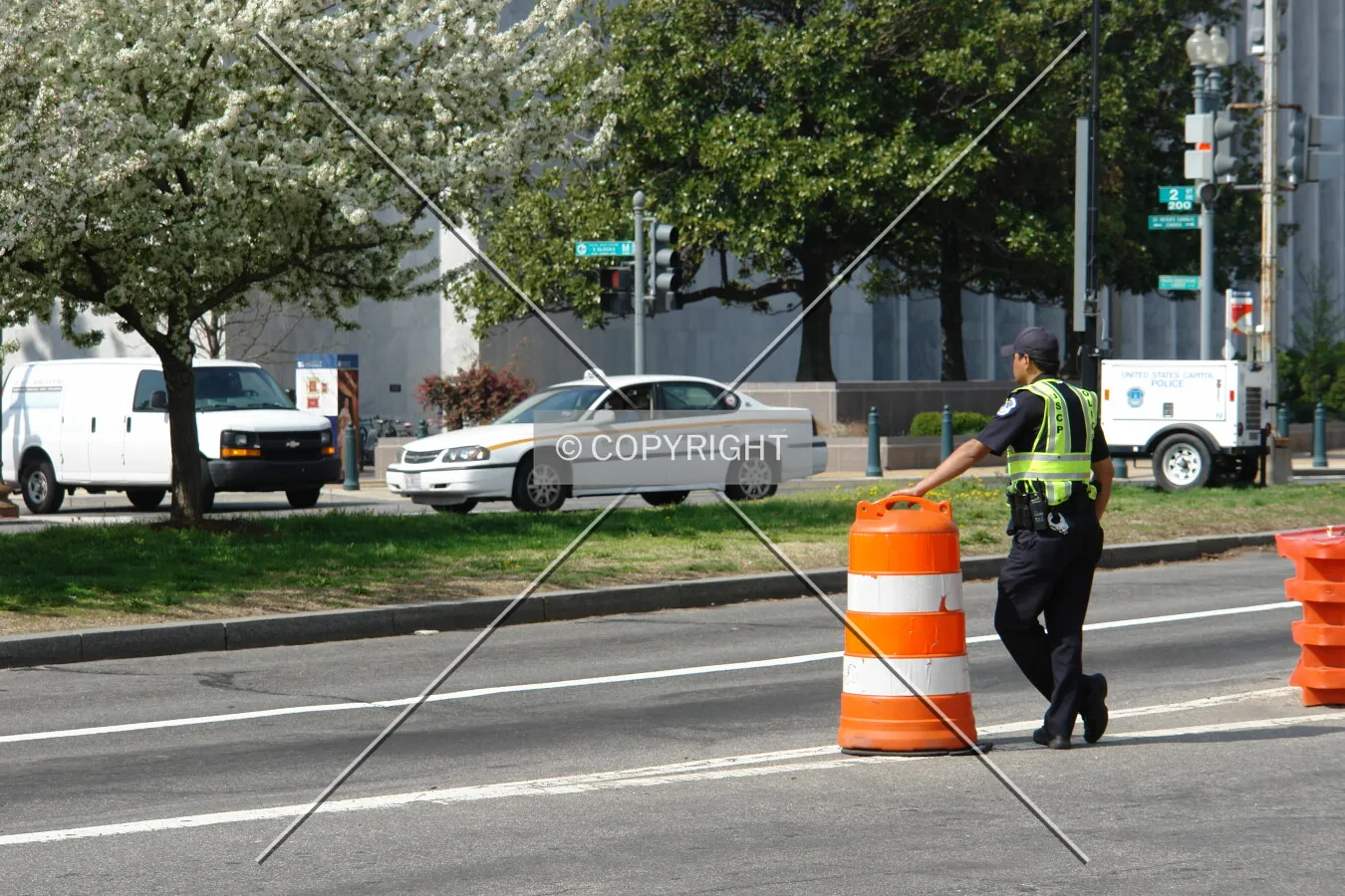 Security guard on Independence Avenue in Washington DC
